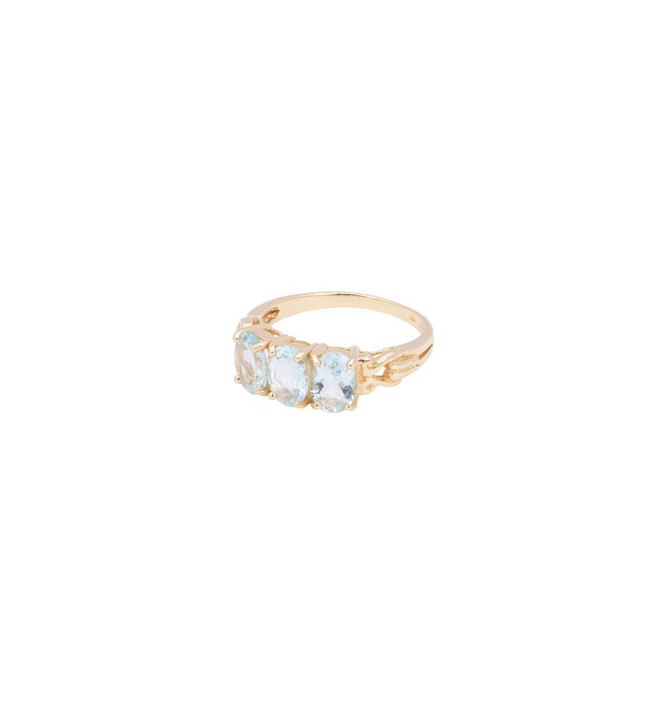 Rose Aquamarine Ring 14K