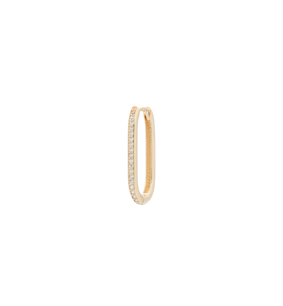Single White Zirconia Paperclip Earring 14K