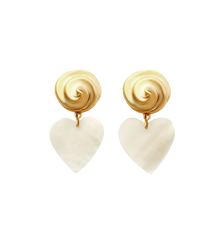 Brinker + Eliza Rainey White Heart Earrings