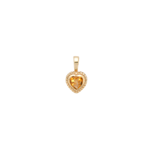 Heart Necklace Charm Citrine 14K