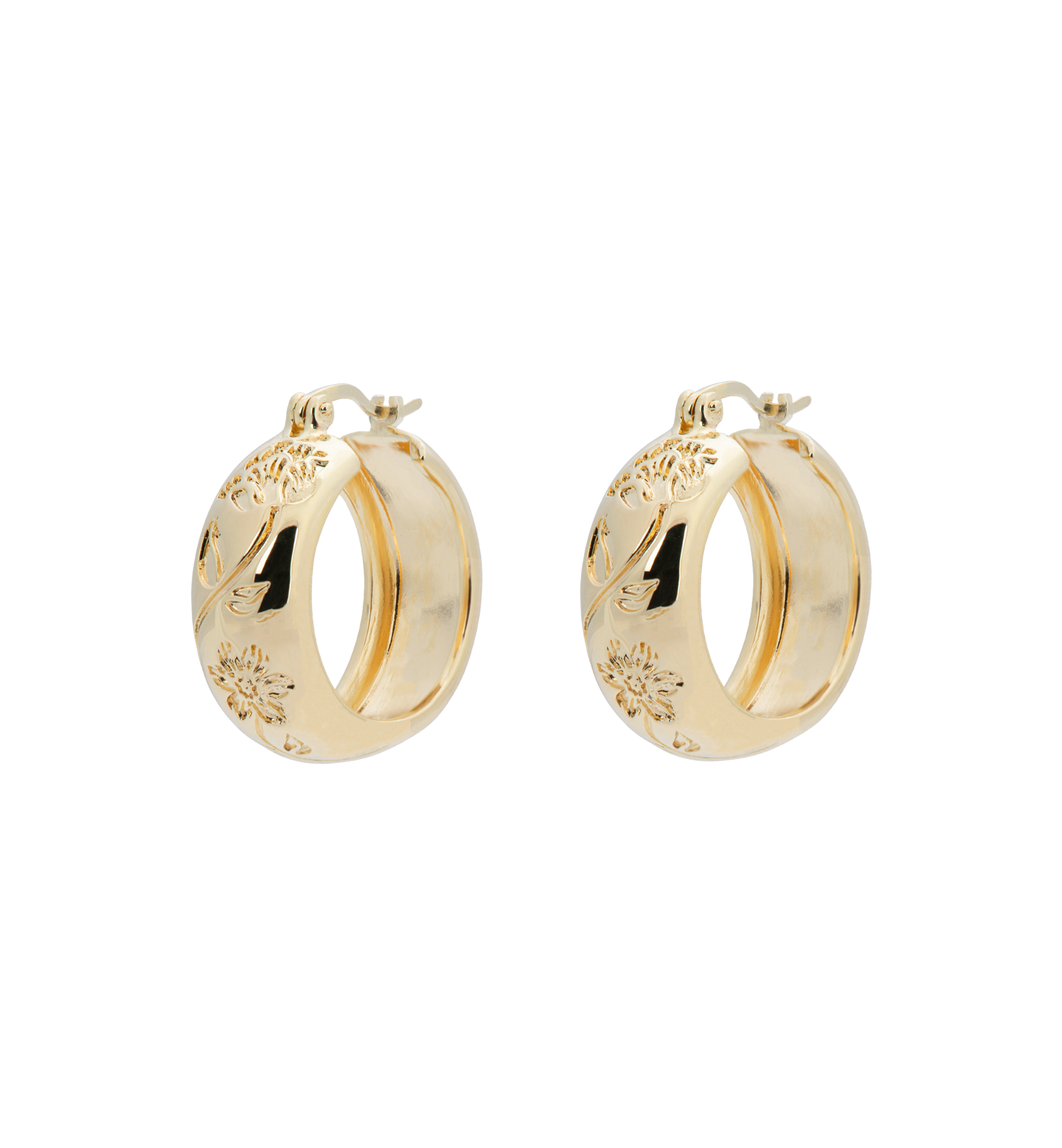 Hoop Earrings Floral Earrings Gold Gold Flower Pavé Hoop Earrings