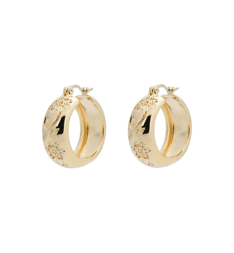 Flower Garland Stamped Hoop Earrings Jewellery Anna Nina