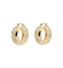 Flower Garland Stamped Hoop Earrings