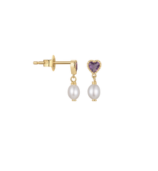 Single Pearly Love Stud Earring 14K