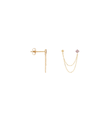 Single Gilded Chain Stud Earring 14K
