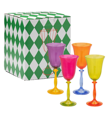 Multicoloured Optic Wine Glass Set of 4