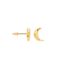 Single Golden Moon Stud Earring 14K