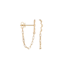 Single Ornament Chain Stud 14K