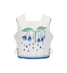 Embroidered Indigo Flora Top