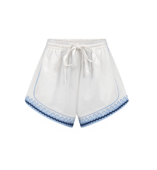 Embroidered Indigo Flora Shorts