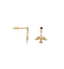 Single Crimson Dove Stud 14K