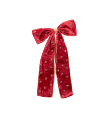 Beaded Crimson Luxe Bow Tree Topper