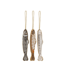 Beaded Sardine Ornament Set of 3