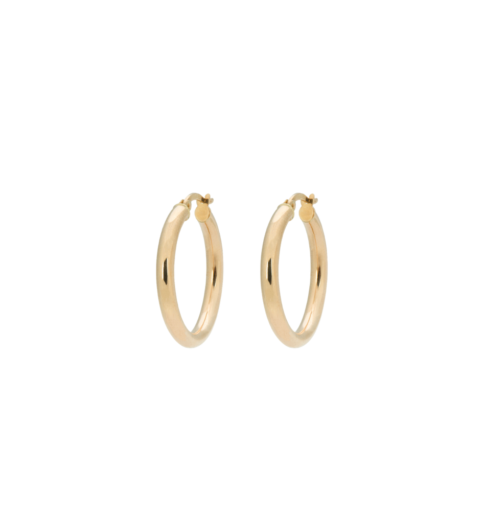 Classic Round Hoop Earrings (M) 14K
