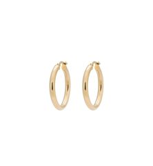 Classic Round Hoop Earrings (M) 14K