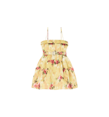 GANNI Printed Duchesse Satin Bubble Mini Dress