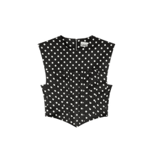 GANNI Printed Double Satin Corset Top