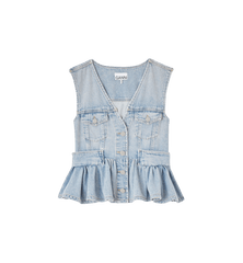 GANNI Denim Peplum Top