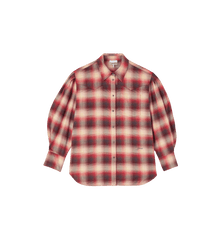 GANNI Flannel Check Pleated Sleeve Shirt
