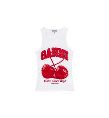 GANNI Cherry Rib Jersey Tank Top