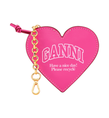 GANNI Pink Funny Heart Zipped Coin Purse