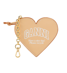 GANNI Cream Funny Heart Zipped Coin Purse