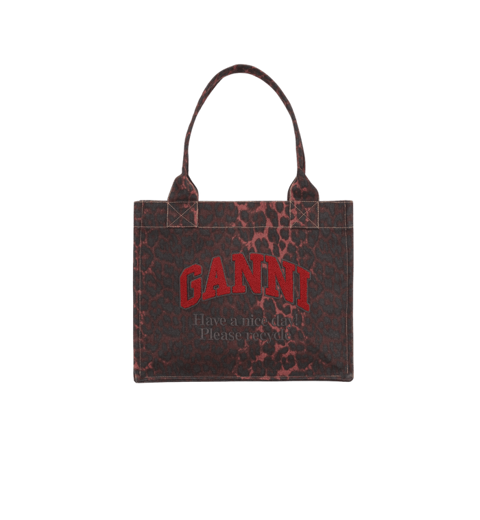 anna nina GANNI Red Leopard Canvas Tote Bag Gratis verzending