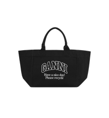 GANNI Black Oversized Canvas Tote Bag