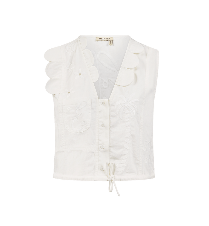 anna nina Stella Nova Elements Embroidered Top White