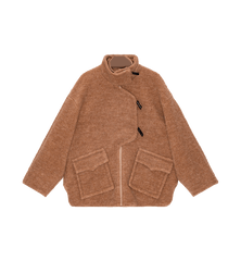 GANNI Brown Boucle Wool Drop Shoulder Jacket