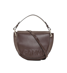 GANNI Brown Leather Banner Saddle Bag