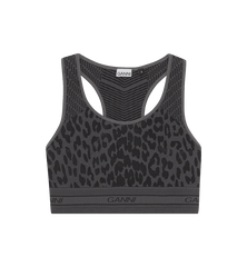 GANNI Grey Leopard Seamless Bra
