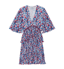 GANNI Multicolour Pleated Georgette Mini Dress