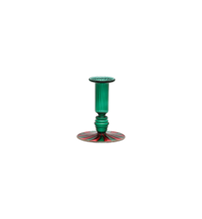 Pine Green Striped Glass Candle Holder