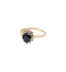 Vintage Dawn Of Love Diana Heart Sapphire Diamond Ring