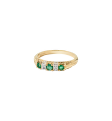 Vintage Emerald Diamond Solitude of the Afternoon Ring