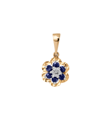 Vintage Sapphire Diamond Solemn Flower Pendant