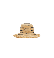GANNI Stripe Raffia Bucket Hat