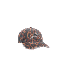 GANNI Printed Washed Leopard Cap