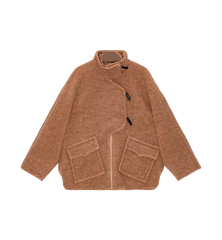 GANNI Brown Boucle Wool Drop Shoulder Jacket