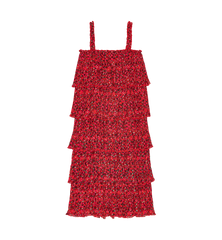 GANNI Red Pleated Georgette Midi Dress