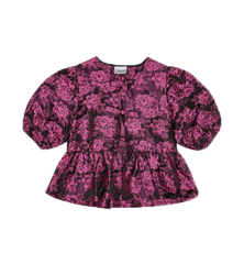 GANNI Botanical Jacquard Peplum Blouse