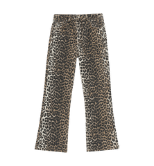 GANNI Leopard Print Denim Betzy Cropped Jeans