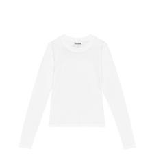 GANNI White Jersey Slim T-shirt