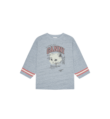 GANNI Overdyed Cotton Melange 3/4 Sleeve Top