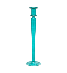 Teal Ribbed Candle Holder
