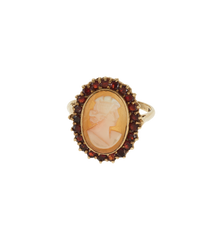 Vintage Cameo Portrait Ring 9K