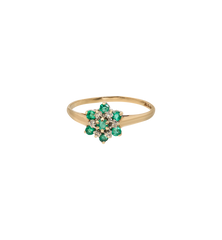 Vintage Emerald and Diamond Moss Ring 9K
