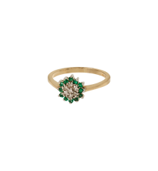 Vintage Emerald and Diamond Daisy Ring 9K