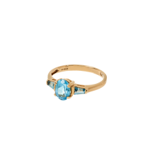 Vintage Topaz Azure Crest Ring 9K
